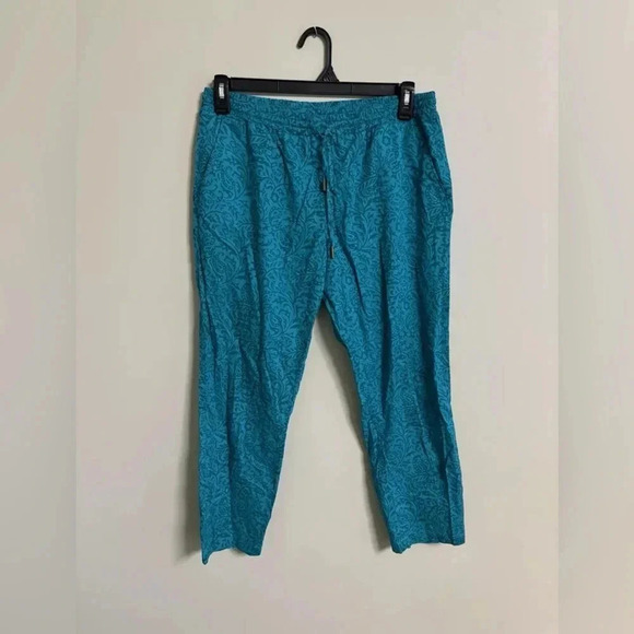 Lauren Ralph Lauren Paisley Pull On Pants Size 8 Petite Blue Cotton Lightweight - Picture 1 of 7